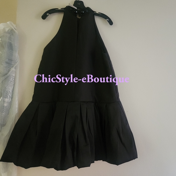 H&M BUBBLE-HEM Dress Bead-embellished Neck H&M Edition Black BNWT - Picture 3 of 7